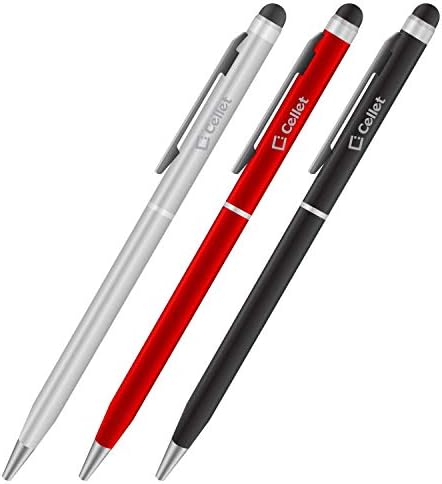 Pro Stylus Pen עבור Asus Zenpad 3 8.0 Z581KL עם דיו, דיוק גבוה, צורה רגישה במיוחד וקומפקטית למסכי מגע [3 חבילה-שחורה-אדומה-סילבר]